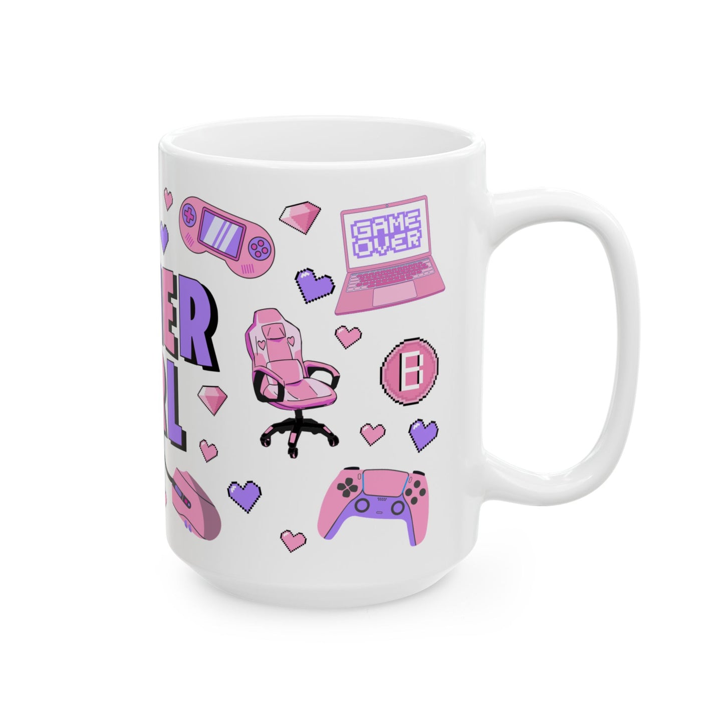 Gamer Girl Ceramic Mug, Cute Gamer Mug, Gift for Gamers, Coffee Cup for Girls, Gamer Gift, Video Game Lover Mug