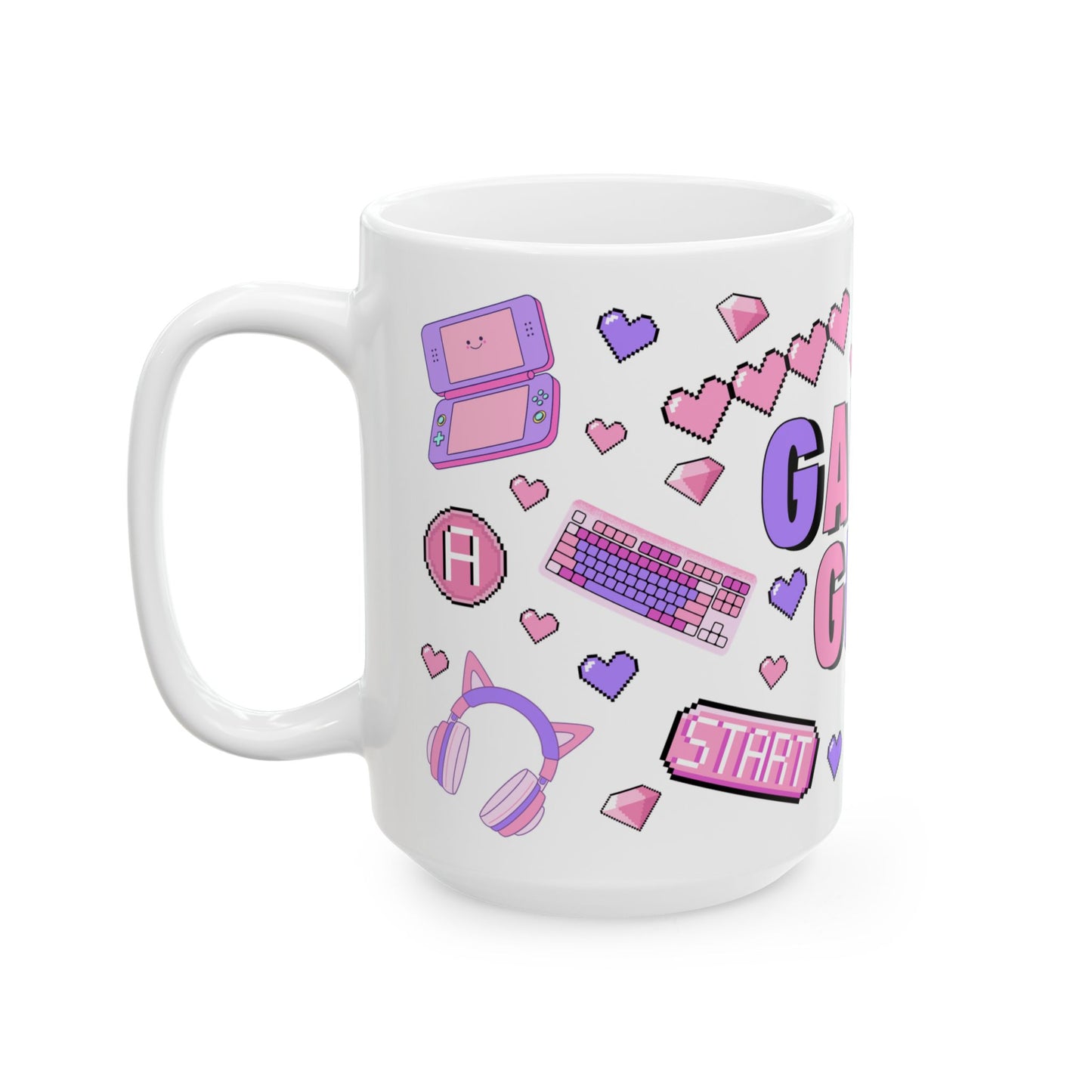 Gamer Girl Ceramic Mug, Cute Gamer Mug, Gift for Gamers, Coffee Cup for Girls, Gamer Gift, Video Game Lover Mug