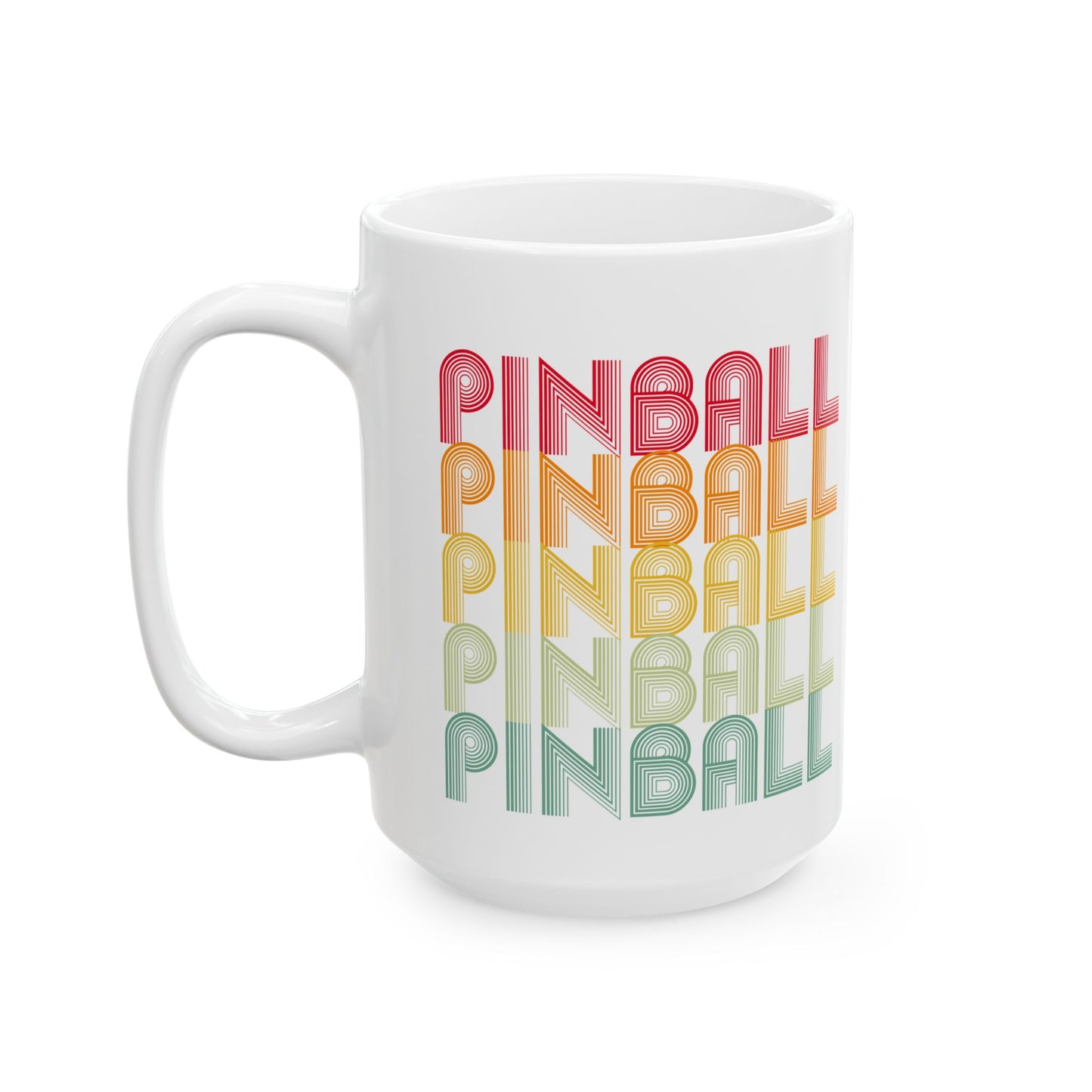 Colorful Pinball Ceramic Mug - Fun Gift for Gamers, Retro Coffee Cup, Game Night Essentials, Brighten Up Your Drinkware