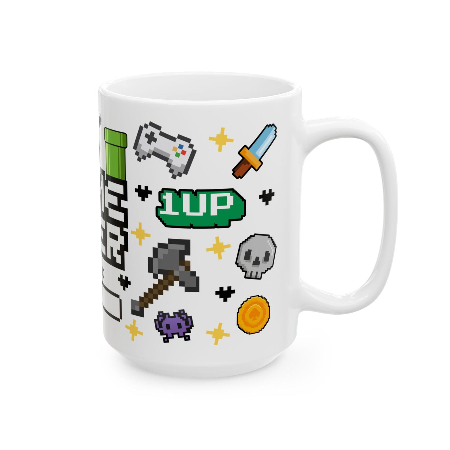 Gamer Mug - Fun Gift for Gamers, Game Over Design, Retro Gaming Collectible, Unique Coffee Cup for Birthdays, Holidays