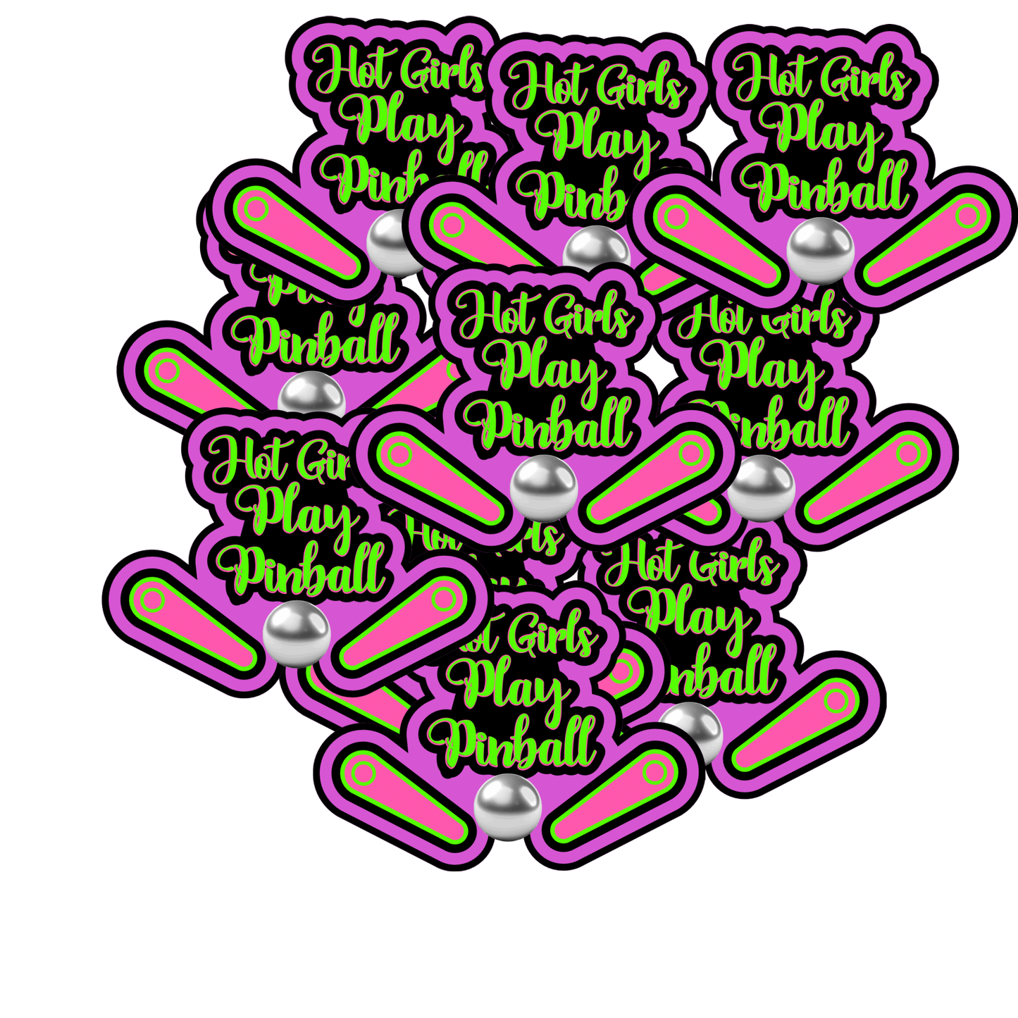 HOT GIRLS PLAY PINBALL DIE-CUT MATTE STICKER