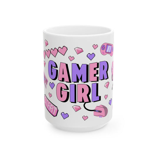 Gamer Girl Ceramic Mug, Cute Gamer Mug, Gift for Gamers, Coffee Cup for Girls, Gamer Gift, Video Game Lover Mug