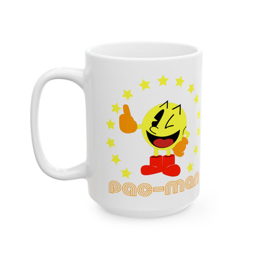Pac-Man Ceramic Mug | Retro Gaming Coffee Cup, Gamer Gift, Video Game Lover, Fun Kitchen Decor, Birthday Party Accessory, Collectible Mug