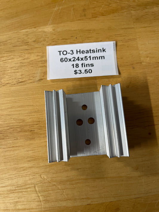 TO-3 Aluminum Heat Sink - 60x24x51mm, 18-Fin High-Efficiency Cooler