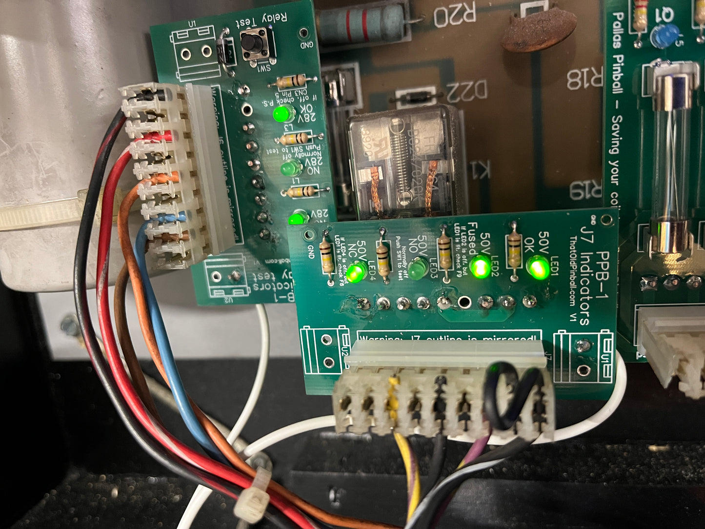 Data East / Sega PPB-1 - Coil Voltage and Relay - Test and Indicator boards