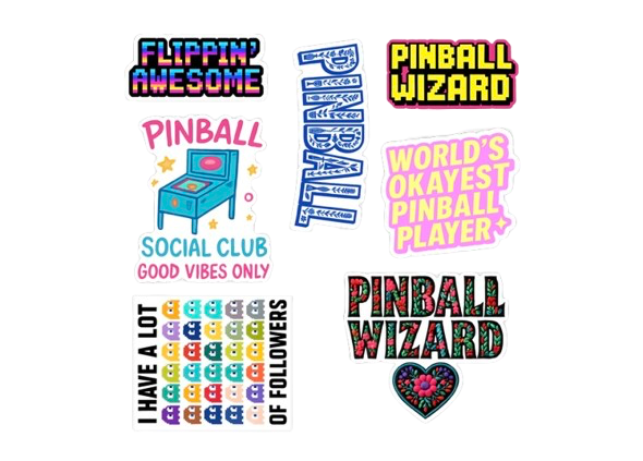 PINBALL STICKER PACK SIZES VARY IN PACK
