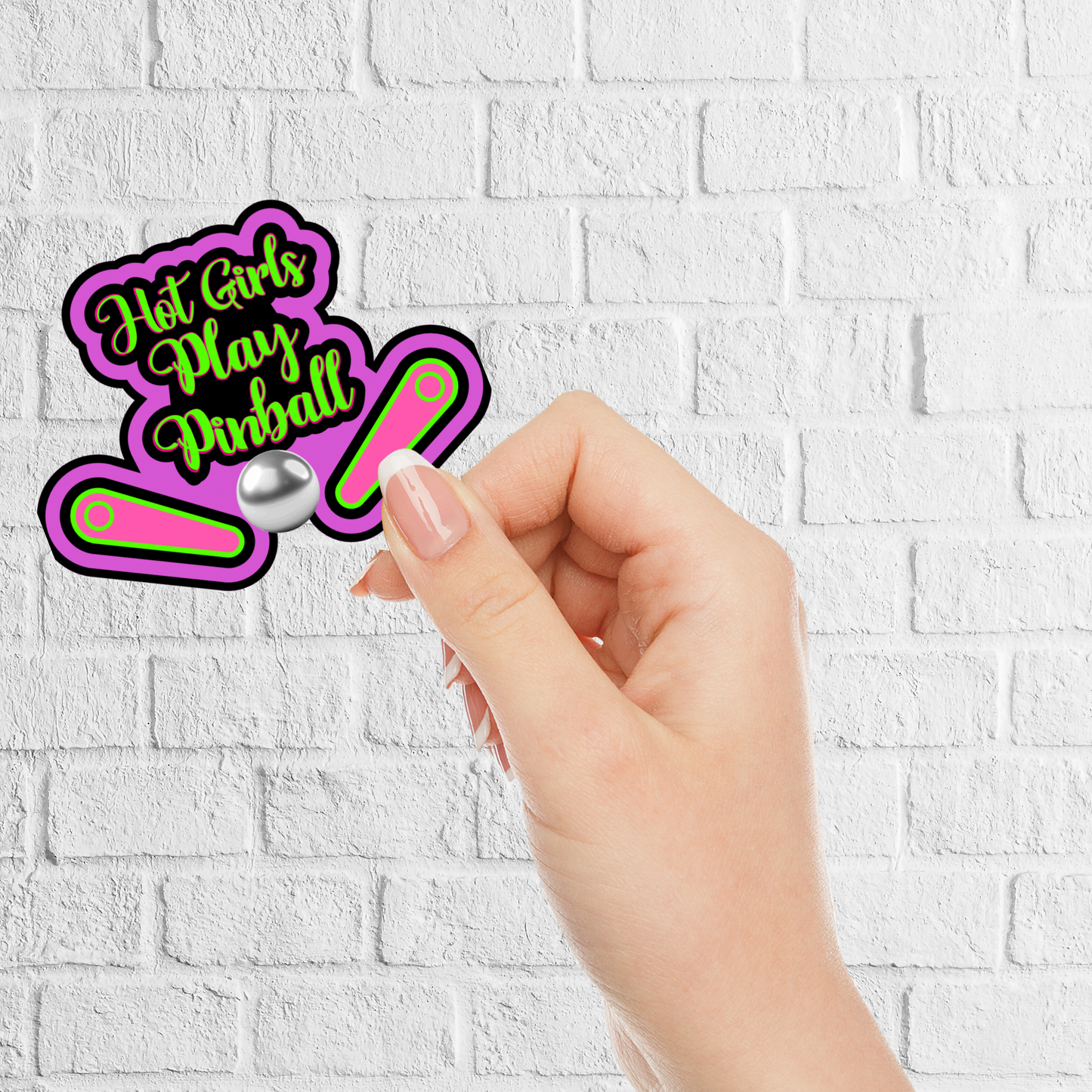 HOT GIRLS PLAY PINBALL DIE-CUT MATTE STICKER