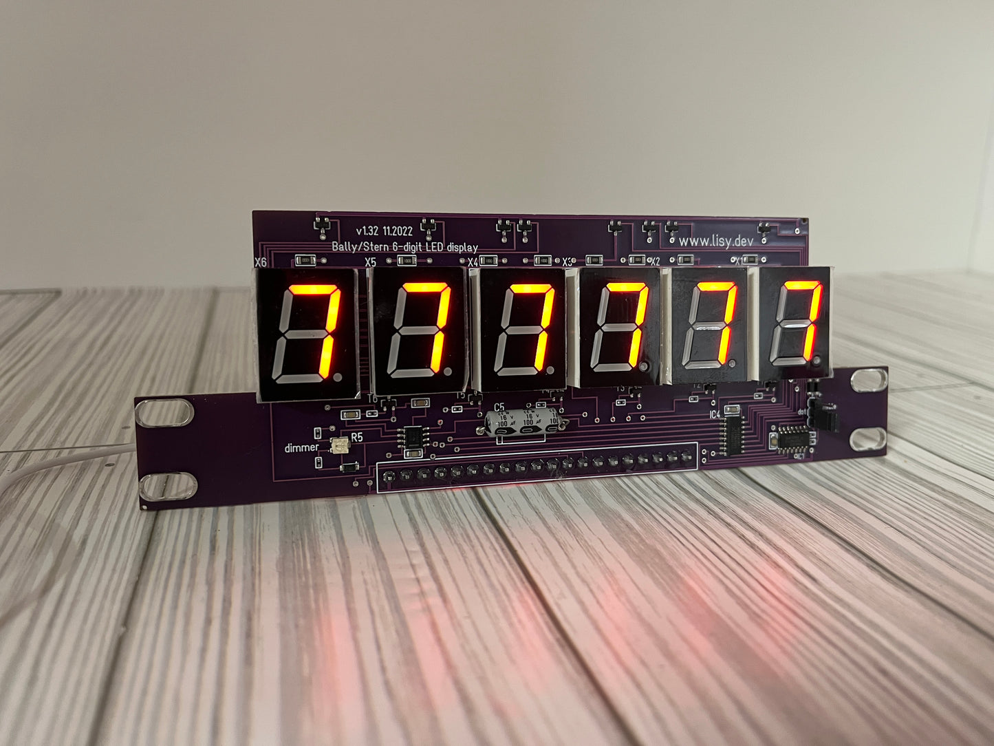 Bally/Stern six digit display. Red LED low-voltage replacement.