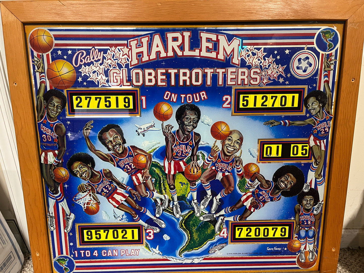 Bally HARLEM GLOBETROTTERS ON TOUR mounted back glass