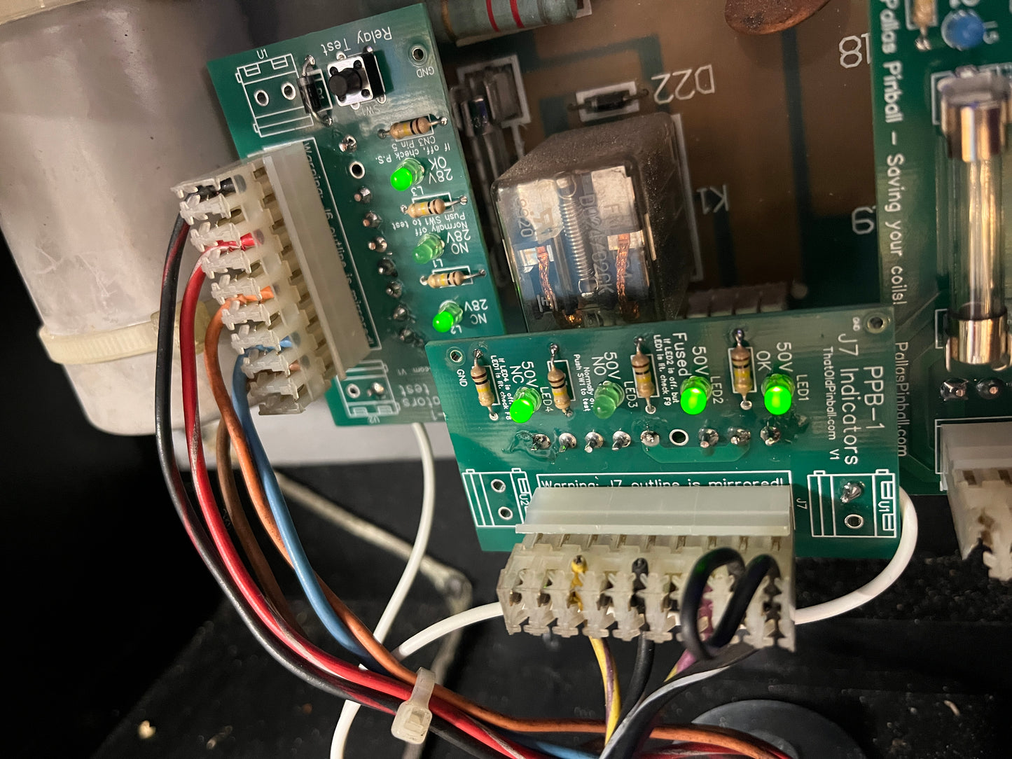 Data East / Sega PPB-1 - Coil Voltage and Relay - Test and Indicator boards