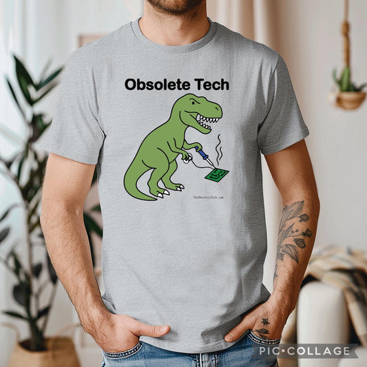 Obsolete Tech T-Rex Soldering Circuit Board Shirt, Retro Computer Geek Tee